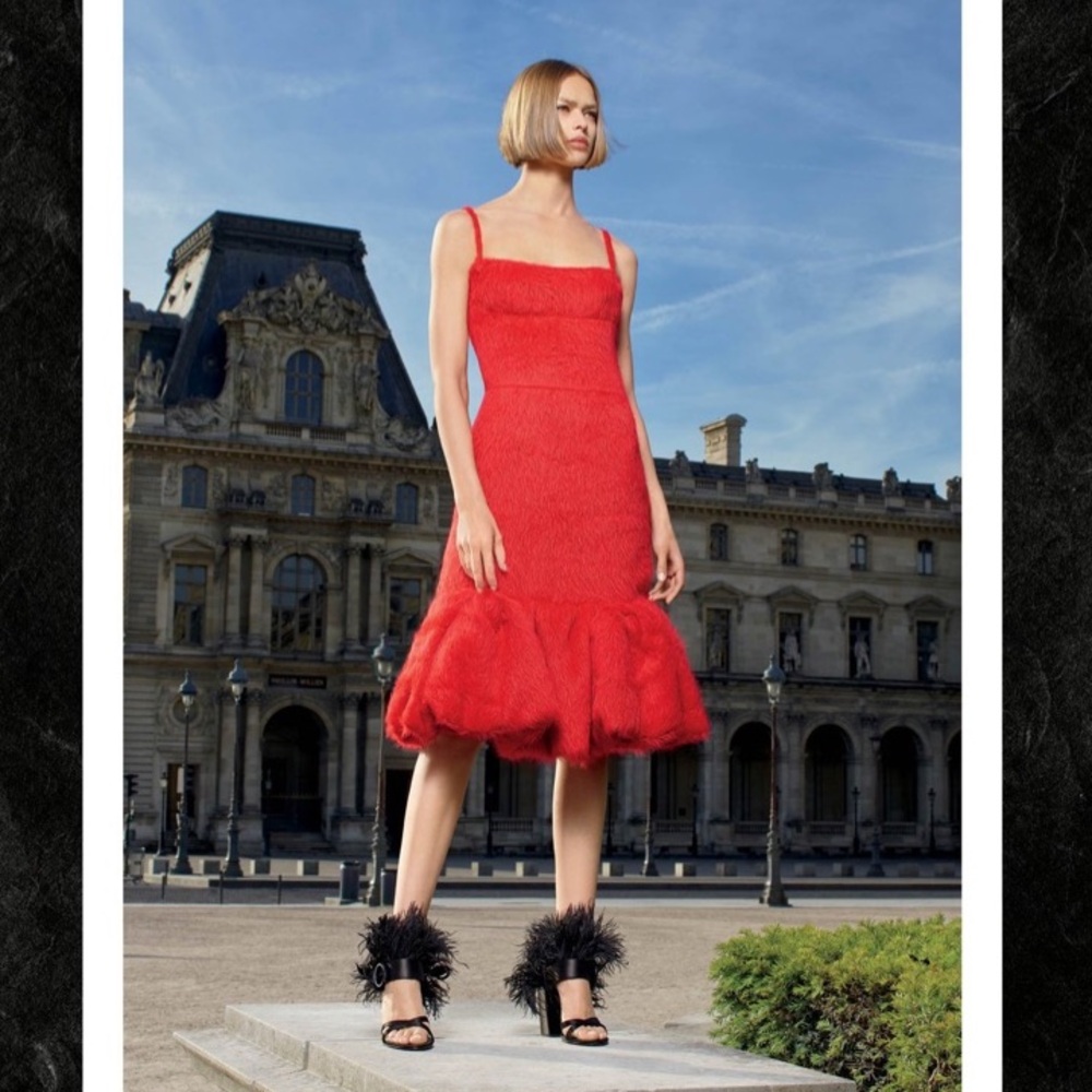 Prada Red Alpaca A-line Midi Dress